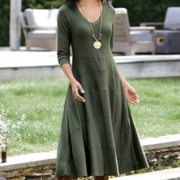 Soft Surroundings Dresses & Skirts - Soft Surroundings Pink Molly Fit & Flare Long Sleeve Textured Dress Small